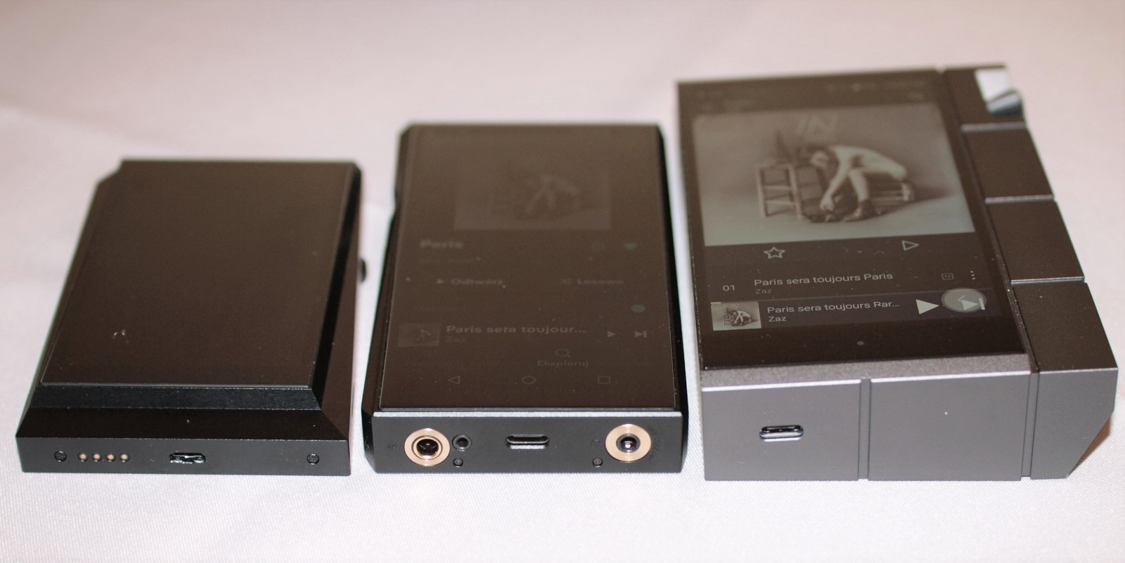 fiio m11 pro posrodku oraz astellkern ak300 z lewej i kann cube z prawej